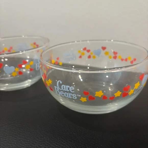 Vintage Care Bears Glass Candy Bowls Colorful Hearts and Stars - Picture 2 of 6